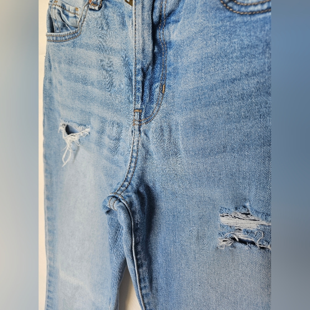 Light Blue Distressed Straight legWomen’s Jeans - Picture 5 of 16